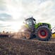 Modern tractor on a farm